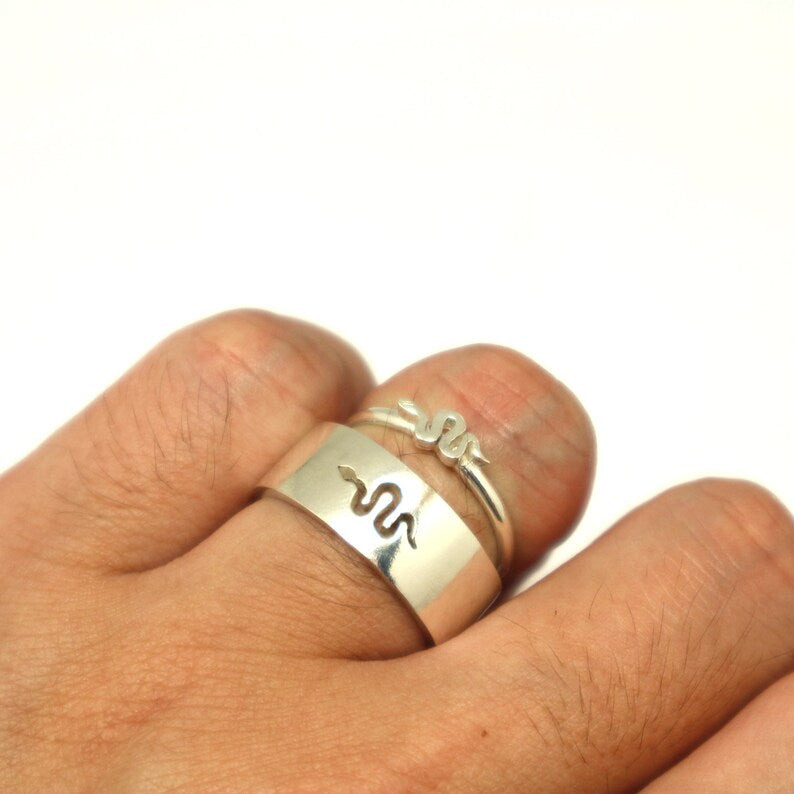 Snake Design Open-Cuff Finger Rings Set Unisex