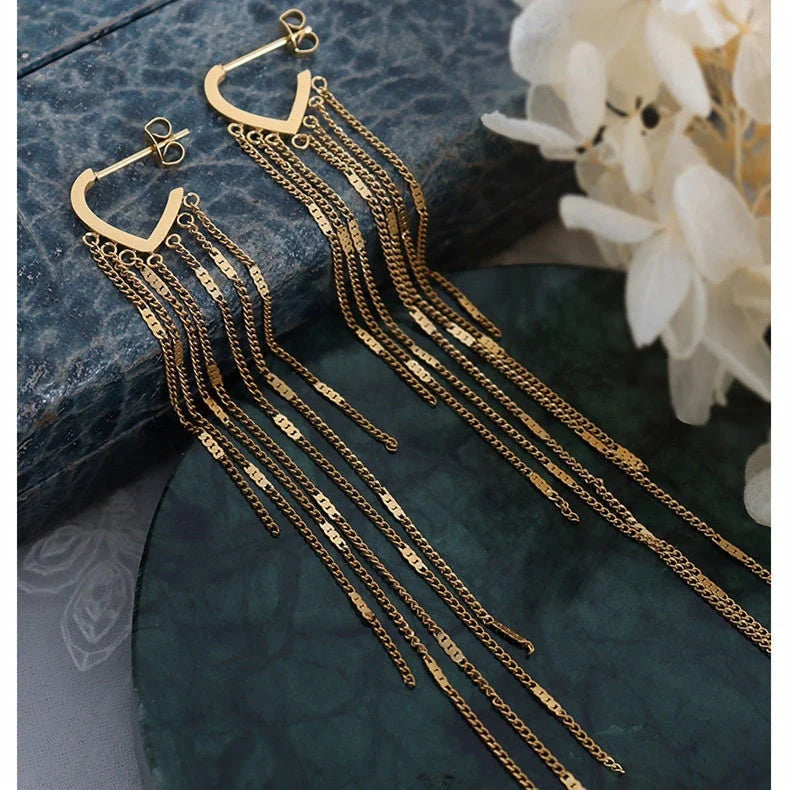 Golden Straight Hangings Earrings