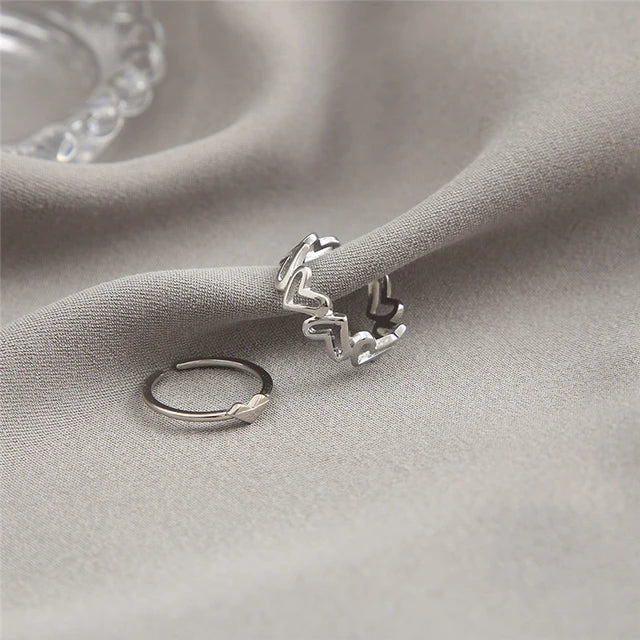 Couple Heart' Shape Korean ring Set Of 2