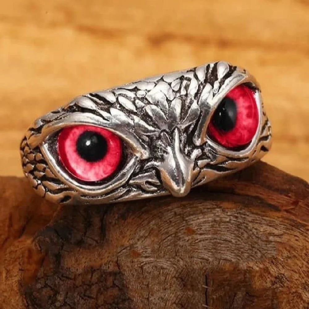 Owl Eye Ring For Men & Women (Red)